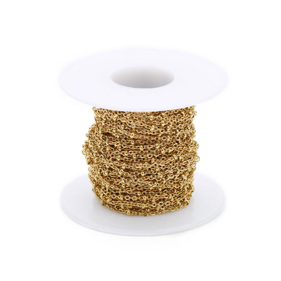 Picture of Stainless Steel Link Chain Gold Plated 1.5mm, 1 Roll (Approx 10 Yards/Roll)