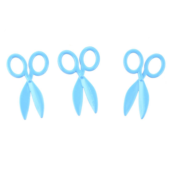 Picture of Zinc Based Alloy Charms Scissor Blue Painted 16mm x 10mm, 10 PCs
