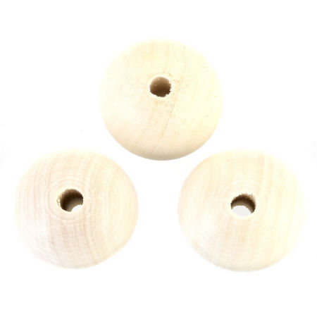 Image de Perles en Bois de Cyprès Rond Couleur Naturelle 40mm Dia, Trou: env. 6.4mm, 10 Pcs