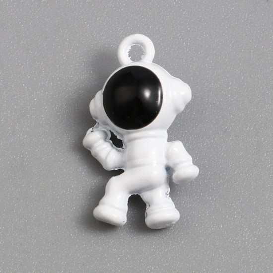 Immagine di Lega di Zinco Galassia Charms Astronauta Nero & Bianco Smalto 19mm x 11mm , 5 Pz