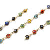 Imagen de Latón + Vidrio Religión Esmalte Cadenas Ronda Mal de ojo Chapado en Oro Multicolor 12x7mm, 1 M
