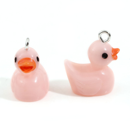 Picture of Resin Charms Duck Animal Silver Tone Multicolor 20mm x 18mm, 10 PCs