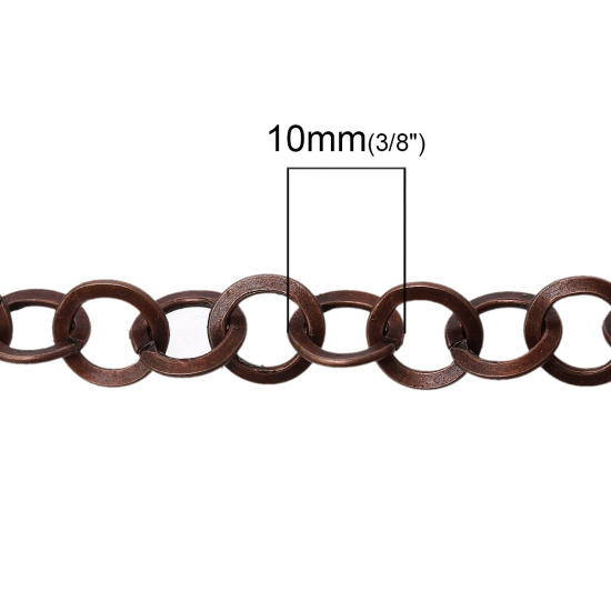 Picture of Iron Based Alloy Open Rolo Chain Findings Antique Copper 10mm(3/8") Dia, 2 M