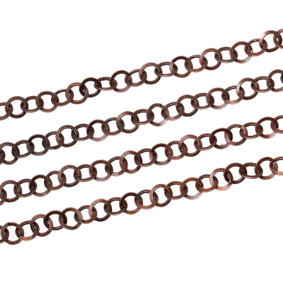 Picture of Iron Based Alloy Open Rolo Chain Findings Antique Copper 10mm(3/8") Dia, 2 M