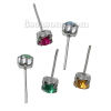 Bild von Legierung + Strass Ohrring Ohrstecker Stopper Ohrringe Zufällig Mix Silberfarbe mit Strass, 5mm x 5mm, Drahtstärke: (21 gauge), 50 Stück