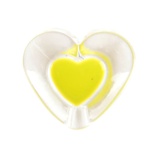 Bild von Acryl Valentinstag Perlen Herz Gelb Transparent ca. 17mm x 15mm, Loch:ca. 2.4mm, 50 Stück