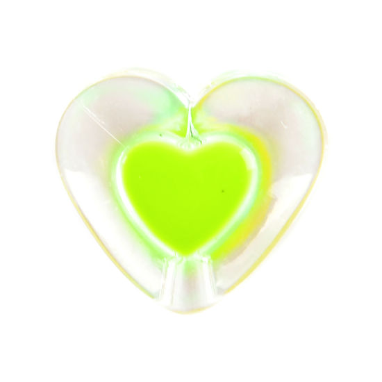 Bild von Acryl Valentinstag Perlen Herz Zitronengelb Transparent ca. 17mm x 15mm, Loch:ca. 2.4mm, 50 Stück