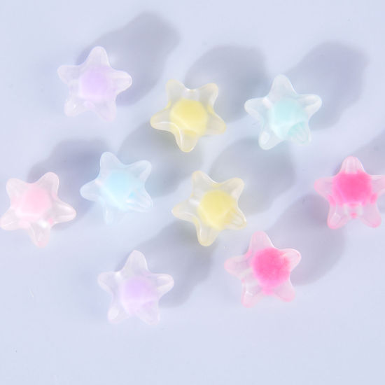 Picture of Acrylic Beads Pentagram Star At Random Color Mixed Frosted About 20mm x 19mm, Hole: Approx 3.1mm, 50 PCs