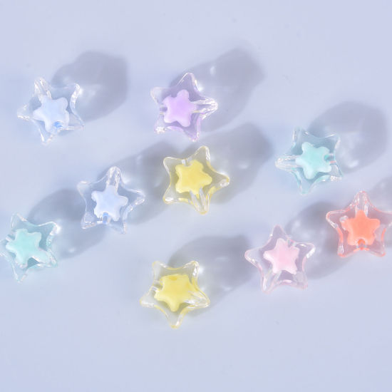 Picture of Acrylic Beads Pentagram Star At Random Color Mixed Transparent About 20mm x 19mm, Hole: Approx 3mm, 50 PCs