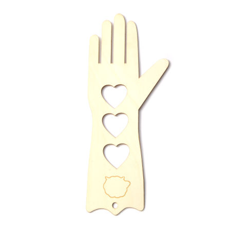 Bild von Holz Nähzeuge Handschuh Naturfarben Herz 36.4cm x 14.4cm, 2 Stück