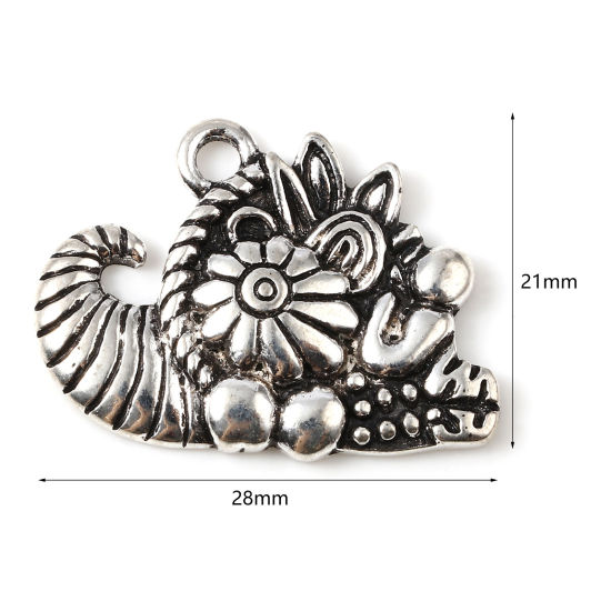 Immagine di Lega di Zinco Gioielli Oceanici Charms Conchiglia Pistola Nera Le foglie del Fiore 28mm x 21mm , 10 Pz