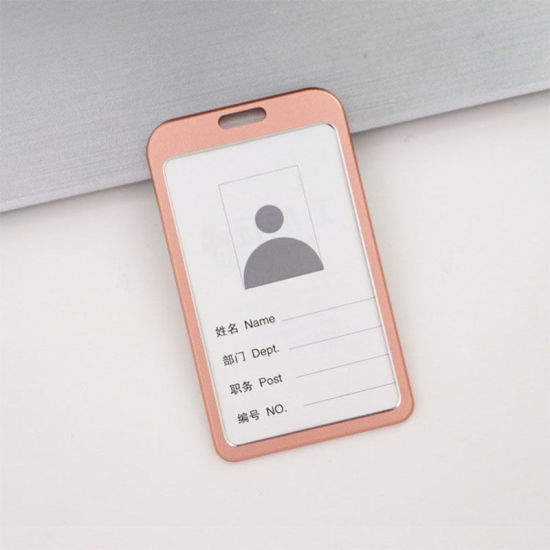 Image de Or rose - Porte-badges de carte d'identité en alliage d'aluminium 9.8x5.8cm, 1 pièce