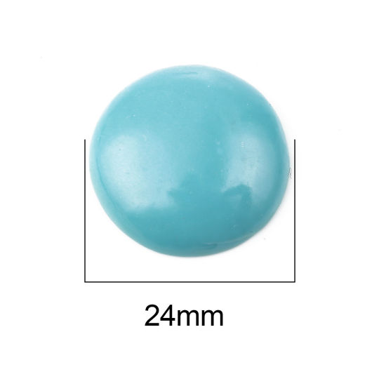 Image de Cabochon Dôme en Résine Rond Bleu Ciel 24mm Dia, 10 Pcs