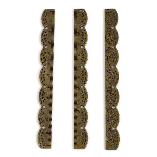 Image de Marque-Pages en Alliage de Zinc Mesure Bronze Antique Vague 12.5cm x 1.2cm, 5 Pcs