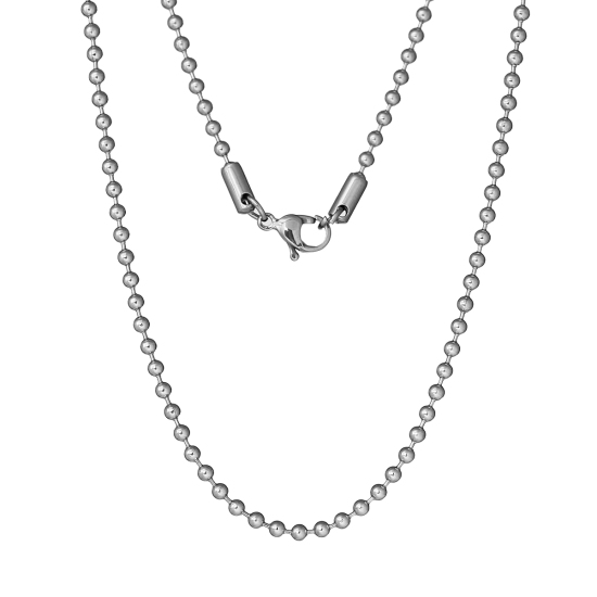 Immagine di 304 Acciaio Inossidabile Collana Tono Argento Catena a Pallini Con Aragosta Fermagli Fibbia lunghezza:41.7cm  Dimensione della Catena: 2.3mm 1 Pz
