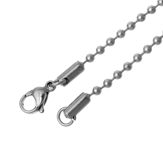 Immagine di 304 Acciaio Inossidabile Collana Tono Argento Catena a Pallini Con Aragosta Fermagli Fibbia lunghezza:41.7cm  Dimensione della Catena: 2.3mm 1 Pz