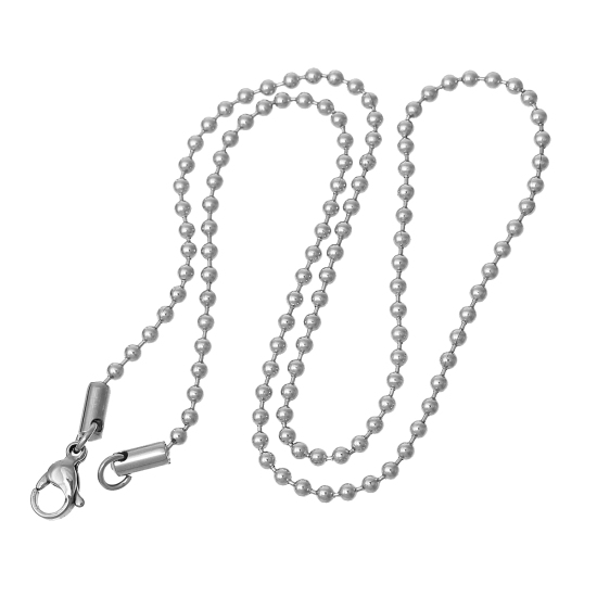 Immagine di 304 Acciaio Inossidabile Collana Tono Argento Catena a Pallini Con Aragosta Fermagli Fibbia lunghezza:41.7cm  Dimensione della Catena: 2.3mm 1 Pz