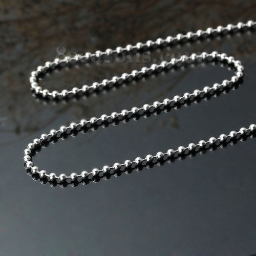 Image de Colliers de Chaînes avec Fermoir Mousqueton en 304 Acier Inoxydable Argent Mat, 61.9cm long, Taille de chaînon: 2.3mm, 1 Pièce
