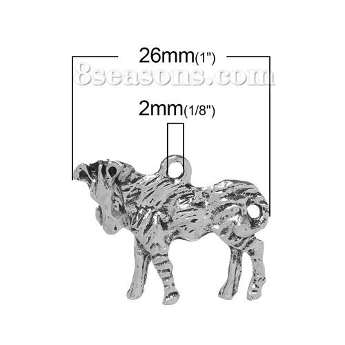 Picture of Zinc Metal Alloy 3D Charms Horse Animal Antique Silver Color 26mm(1") x 20mm( 6/8"), 5 PCs
