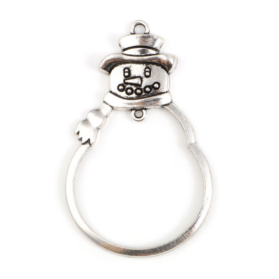 Immagine di Lega di Zinco Ciondoli Pupazzo Natale Argento Antico 67mm x 41mm , 1 Pz