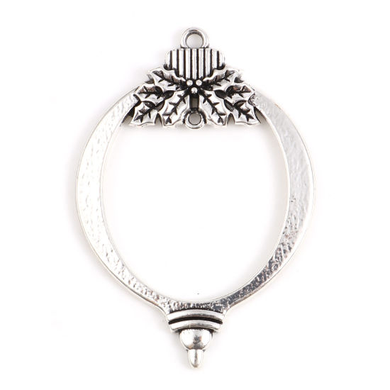 Immagine di Lega di Zinco Ciondoli Corona di Natale Argento Antico 64mm x 44mm , 1 Pz