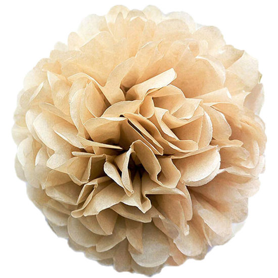 Picture of Paper Party Decorations Flower Ball Khaki 25cm Dia., 5 PCs