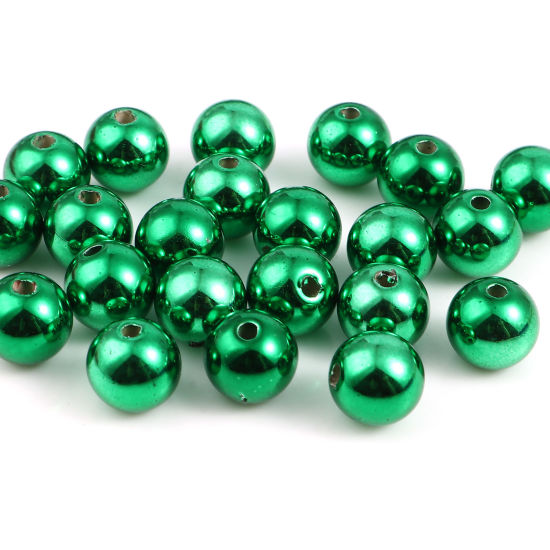 Imagen de CCB Plástico Navidad Cuentas Ronda , Verde 8mm Diámetro, Agujero: Aprox 1.7mm, 50 Unidades