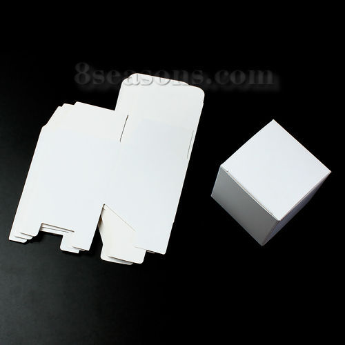 Bild von Papier Schmuck Verpackung Schachtel Weiß 60mmx 60mm 20 Stück