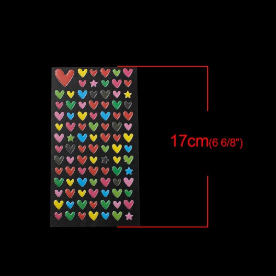 Picture of Easter Sponge Valentine's Day DIY Scrapbook Deco Stickers Multicolor Hearts At Random 17cm(6 6/8") x 9cm(3 4/8"), 1 Sheet