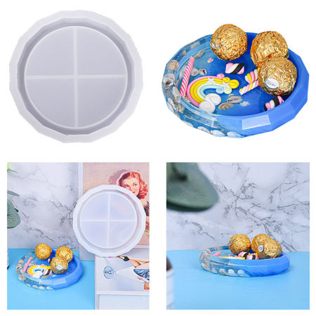 Immagine di Silicone Muffa della Resina per Gioielli Rendendo Piatto Rombo Bianco 12.7cm Dia. 1 Pz