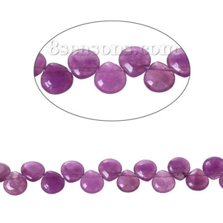 Agate (Natural & Dyed) Loose Beads Teardrop Purple About 13mm(4/8") x 13mm(4/8"), Hole: Approx 1.2mm, 35cm(13 6/8") long, 1 Strand (Approx 49 PCs/Strand)