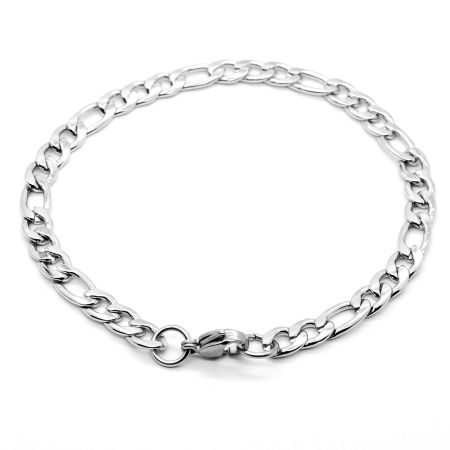 Picture of Stainless Steel 3:1 Figaro Link Chain Bracelets Silver Tone 1 Piece