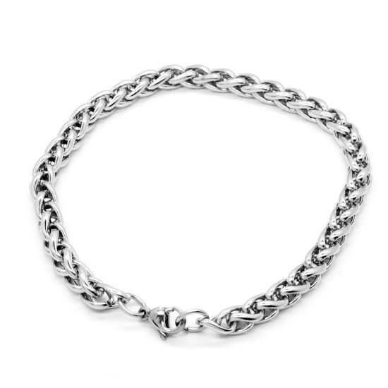 Imagen de Acero Inoxidable Pulseras Tono de Plata 19cm longitud, 1 Unidad