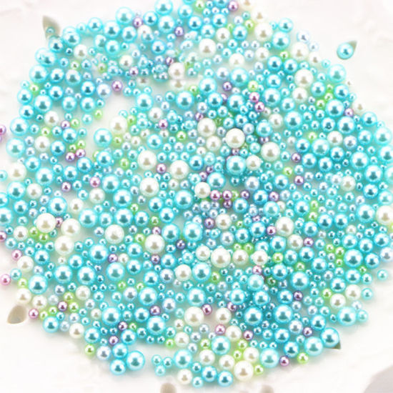 Image de Matériaux de Remplissage pour Bijoux de Résine en Résine Rond Bleu Imitation Perles 5mm - 2.5mm, 1 Sac