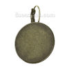 Picture of Brass Clip On Earring Cabochon Settings Round Antique Bronze (Fits 25mm Dia) 35mm(1 3/8") x 26mm(1"), Post/ Wire Size: (20 gauge), 10 PCs