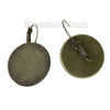 Picture of Brass Clip On Earring Cabochon Settings Round Antique Bronze (Fits 25mm Dia) 35mm(1 3/8") x 26mm(1"), Post/ Wire Size: (20 gauge), 10 PCs