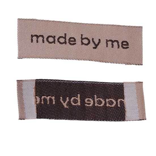 Picture of Terylene Woven Printed Labels DIY Scrapbooking Craft Rectangle Light Coffee " made by me " 45mm(1 6/8") x 15mm( 5/8"), 50 PCs
