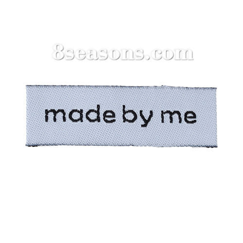 Picture of Terylene Woven Printed Labels DIY Scrapbooking Craft Rectangle Grayish White " made by me " 45mm(1 6/8") x 15mm( 5/8"), 50 PCs