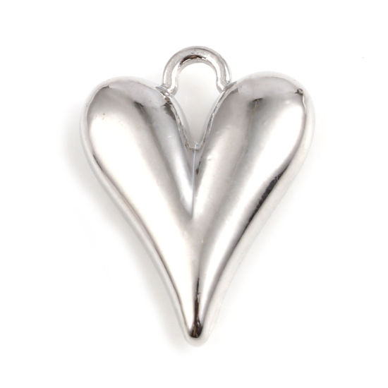 Picture of Zinc Based Alloy Valentine's Day Charms Heart Silver Tone 15mm x 11mm, 10 PCs
