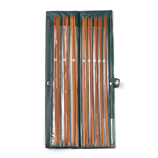 Bild von Bambus Kettelstifte mit Doppelte Stecknadeln Öse Naturfarben 36cm lang, 1 Set ( 44 Stück/Set)