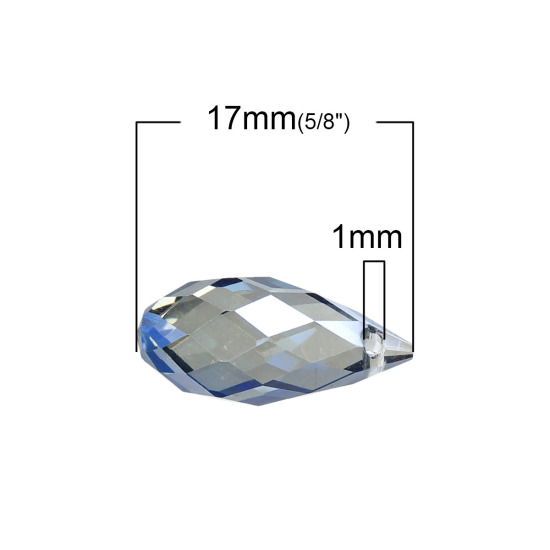 Bild von Kristallglas Perlen Tropfen Dunkelblau Transparent Facettiert ca. 17mm x 8mm, Loch: 1mm, 20 Stücke