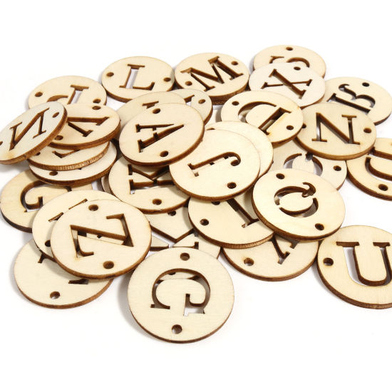 Immagine di Legno Connettore Accessori Lettera Naturale A Random Disegno 3cm Dia, 50 Pz