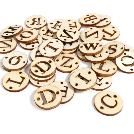 Immagine di Legno Connettore Accessori Lettera Naturale A Random Disegno 20mm Dia, 50 Pz