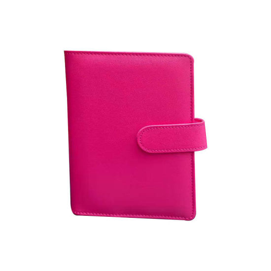 Изображение Fuchsia - A6 Magnetic Buckle Notebook Retro PU Cover Binder Without Inner Writing Paper, 1 Copy
