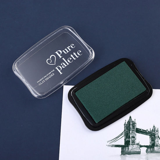 Picture of Plastic + Sponge + Ink Ink Pad Rectangle Dark Green 10cm x 6.5cm, 1 Piece