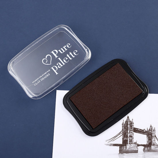 Picture of Plastic + Sponge + Ink Ink Pad Rectangle Dark Brown 10cm x 6.5cm, 1 Piece