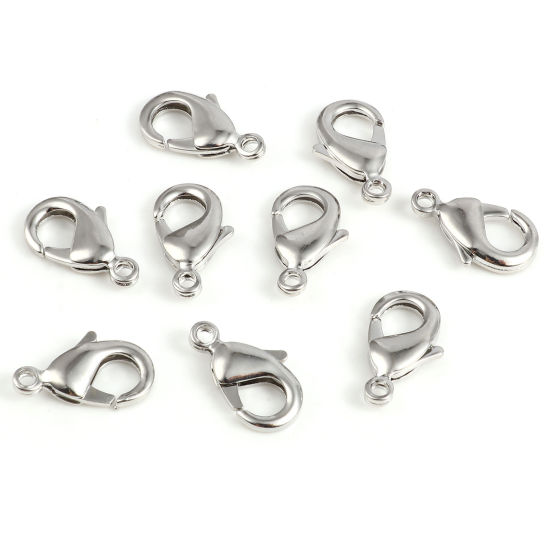 Image de Fermoir Mousqueton en Laiton Plaqué Platine Véritable 19mm x 11mm, 5 Pcs