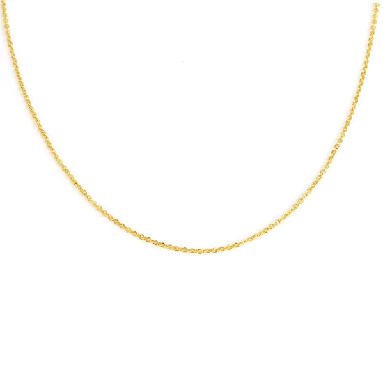 Bild von Messing Halskette Gliederkette Kette 18K Vergoldet 47cm lange, 1 Strang                                                                                                                                                                                       