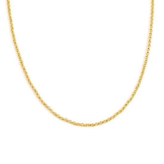 Bild von Messing Halskette Gliederkette Kette 18K Vergoldet 46cm lange, 1 Strang                                                                                                                                                                                       