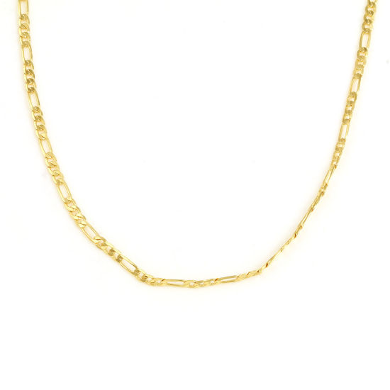 Picture of Brass Necklace Link Chain 18K Real Gold Plated 46cm(18 1/8") long, 1 Piece                                                                                                                                                                                    